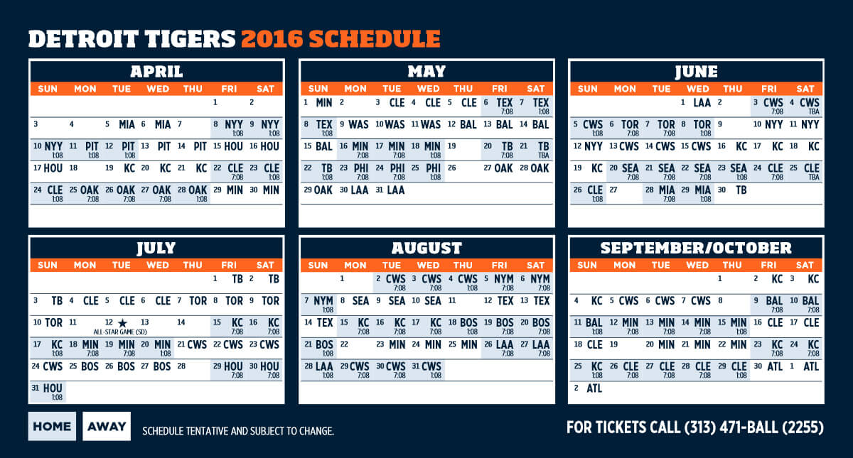Detroit Tigers Printable Schedule - Printable Word Searches